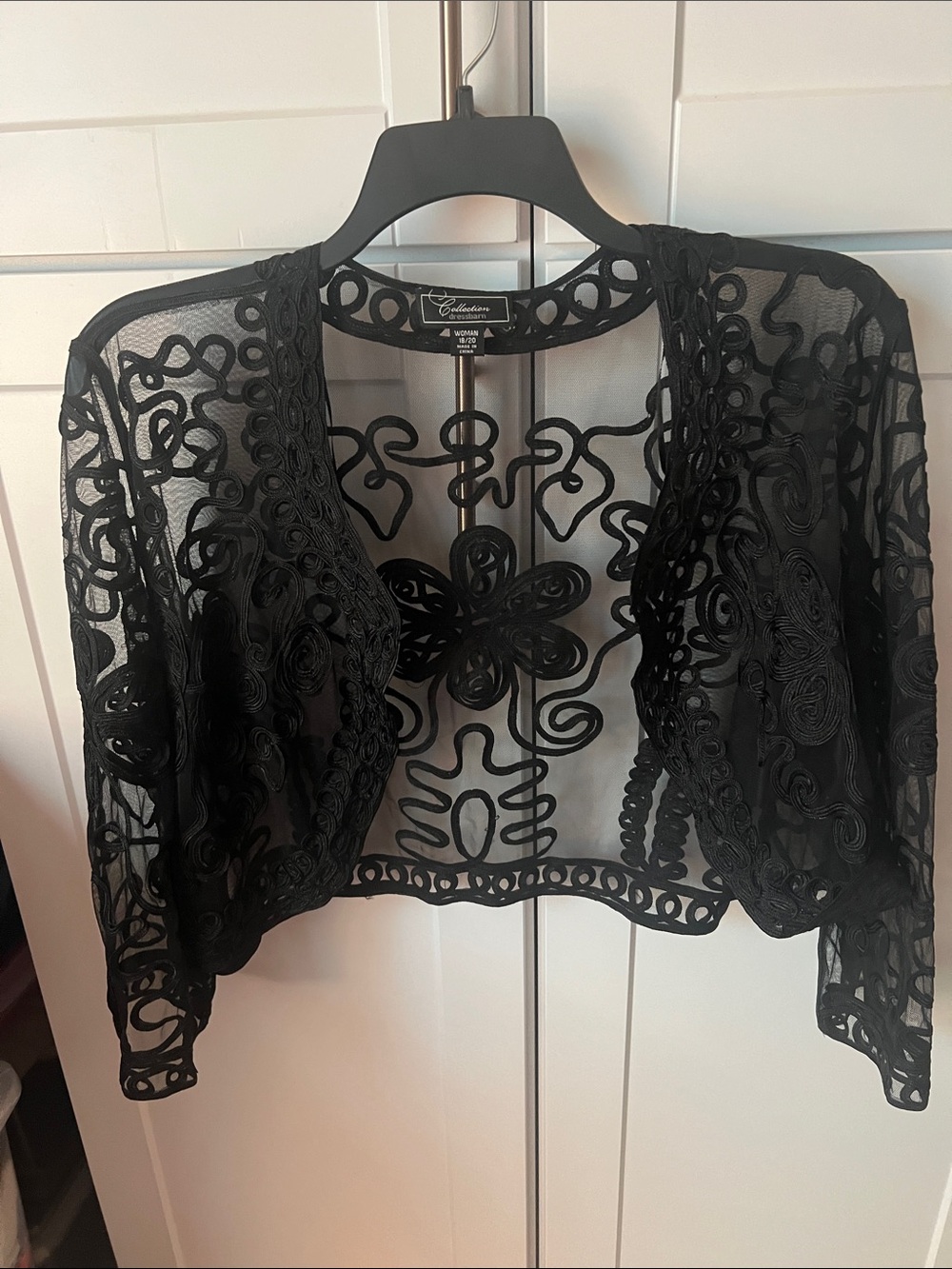 Dress Barn Black Sheer Embroidered Bolero